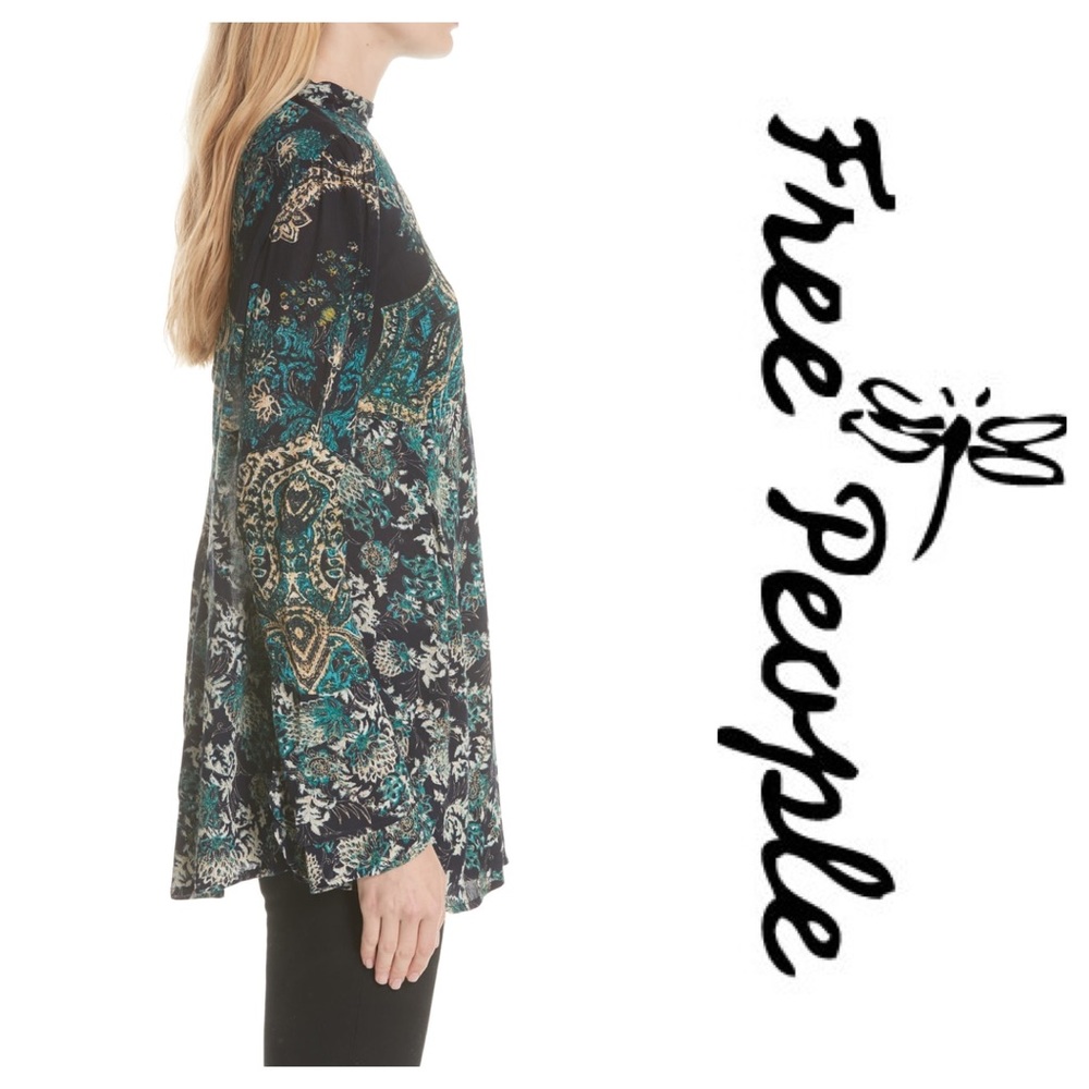 New FP Lady Luck Printed Bell Sleeve Tunic Top - Picture 5 of 8